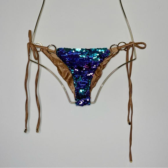 Tie Side Bottom - Beach Bunny - SMALL - New with tag - Bicolor Purple/Turquoise - Picture 3 of 12